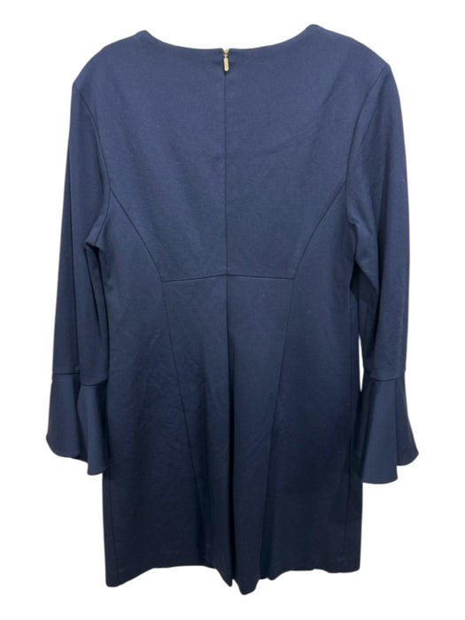 Trina Turk Size 10 Navy Rayon Back Zip Flare Sleeve Long Sleeve Dress Navy / 10