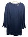Trina Turk Size 10 Navy Rayon Back Zip Flare Sleeve Long Sleeve Dress Navy / 10