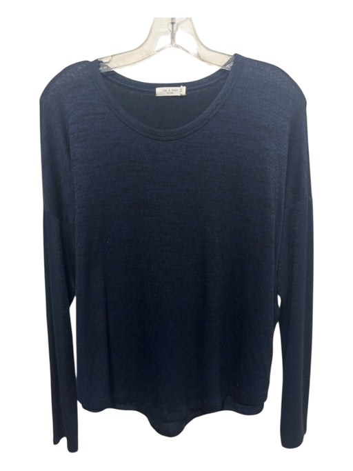 Rag & Bone Size M Navy Rayon Heathered Long Sleeve Top Navy / M
