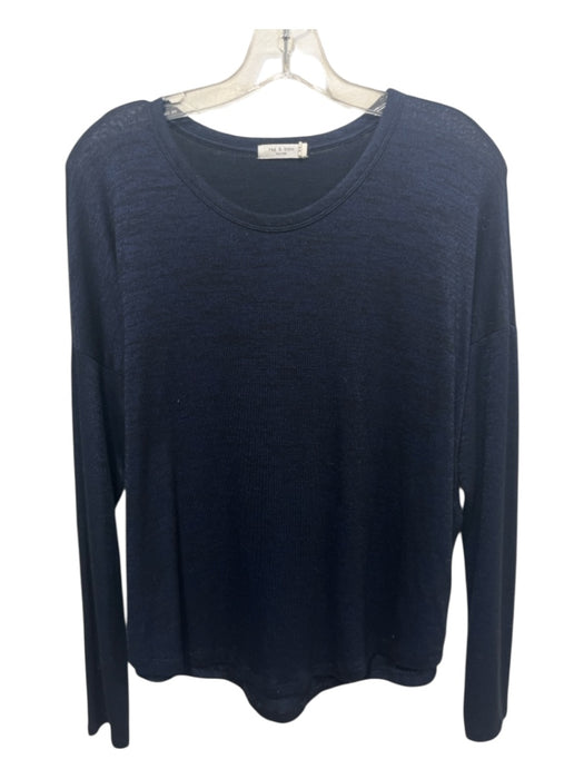 Rag & Bone Size M Navy Rayon Heathered Long Sleeve Top Navy / M