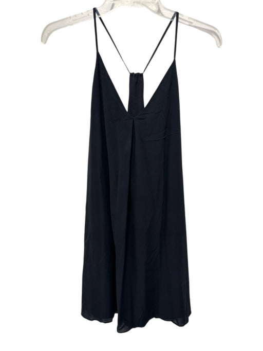 Alice + Olivia Size S Black Silk Sleeveless Pleat Detail Mini Dress Black / S