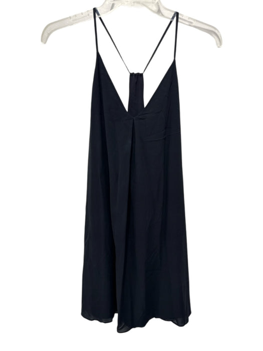 Alice + Olivia Size S Black Silk Sleeveless Pleat Detail Mini Dress Black / S