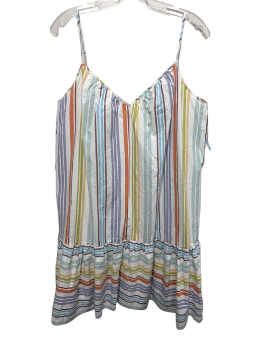 Rails Size XL Purple, White, Mult Cotton Sleeveless Stripes V Neck Mini Dress Purple, White, Mult / XL