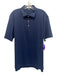 Peter Millar Size L Navy Blue Polyester Solid Polo Men's Short Sleeve Navy Blue / L