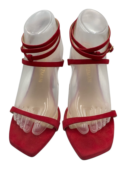 Stuart Weitzman Shoe Size 10.5 Red Leather Upper Suede Strappy Sandals Red / 10.5