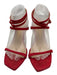 Stuart Weitzman Shoe Size 10.5 Red Leather Upper Suede Strappy Sandals Red / 10.5