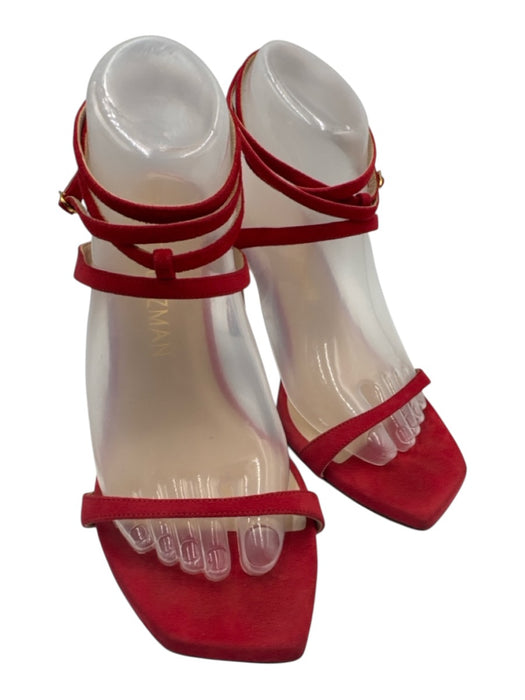 Stuart Weitzman Shoe Size 10.5 Red Leather Upper Suede Strappy Sandals Red / 10.5
