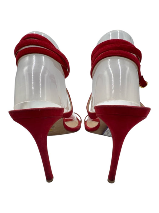 Stuart Weitzman Shoe Size 10.5 Red Leather Upper Suede Strappy Sandals Red / 10.5
