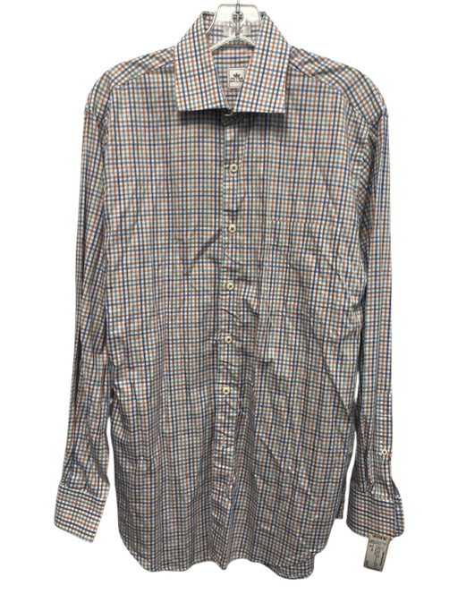 Peter Millar Size M White & Multi Cotton Plaid Button Down Long Sleeve Shirt White & Multi / M