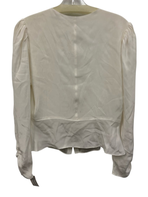 Frame Size Small White Silk Long puff sleeve Button Front Peplum Top White / Small