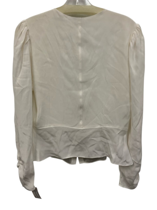 Frame Size Small White Silk Long puff sleeve Button Front Peplum Top White / Small