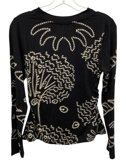 Anna Cate Size XS Black & Cream Viscose Blend Long Sleeve Abstract Print Top Black & Cream / XS