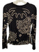 Anna Cate Size XS Black & Cream Viscose Blend Long Sleeve Abstract Print Top Black & Cream / XS