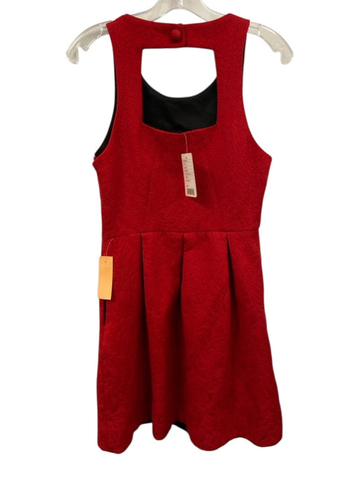 Moulinette Soeurs Size 8 Red Cotton Blend Sleeveless Floral Pleated Darted Dress Red / 8