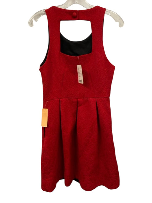 Moulinette Soeurs Size 8 Red Cotton Blend Sleeveless Floral Pleated Darted Dress Red / 8