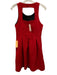 Moulinette Soeurs Size 8 Red Cotton Blend Sleeveless Floral Pleated Darted Dress Red / 8