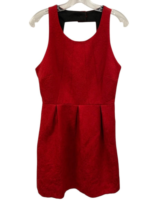 Moulinette Soeurs Size 8 Red Cotton Blend Sleeveless Floral Pleated Darted Dress Red / 8