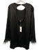 Wayf Size M Black Polyester & Spandex Long Sleeve Ostrich Feathers Mini Dress Black / M