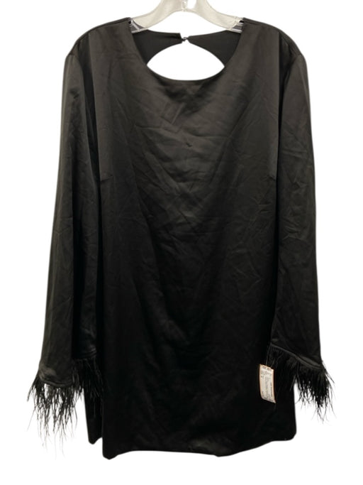 Wayf Size M Black Polyester & Spandex Long Sleeve Ostrich Feathers Mini Dress Black / M