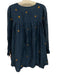 Tularosa Size S Blue & Gold Silk & Cotton Long Sleeve Stars Embroidered Dress Blue & Gold / S