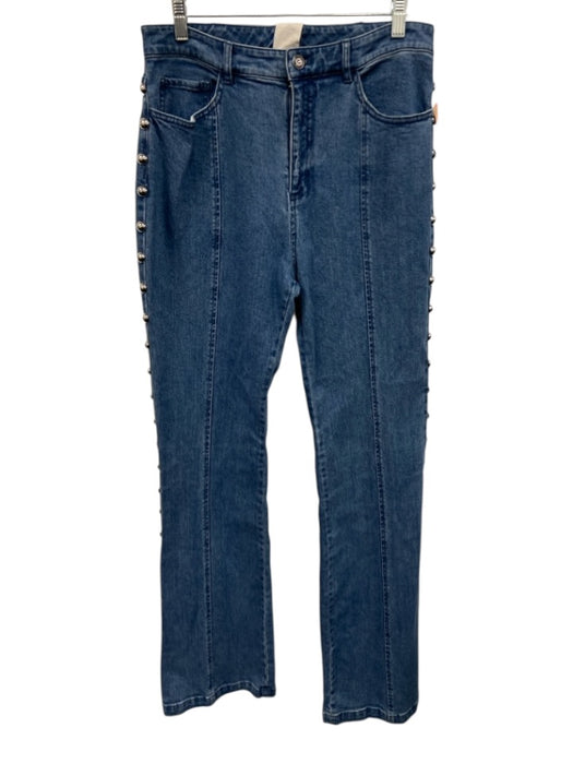 5a7 Cinq a Sept Size 10 Medium Wash Cotton Denim Zip Fly High Rise Studded Jeans Medium Wash / 10
