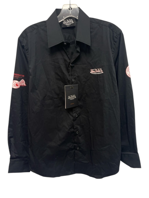 Von Dutch NWT Size S Black Polyester Solid Buttons Men's Long Sleeve Shirt Black / S