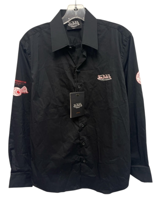Von Dutch NWT Size S Black Polyester Solid Buttons Men's Long Sleeve Shirt Black / S
