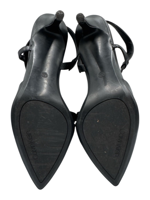 Calvin Klein Shoe Size 10 Black Leather Pointed Toe Slingback Pump Shoes Black / 10