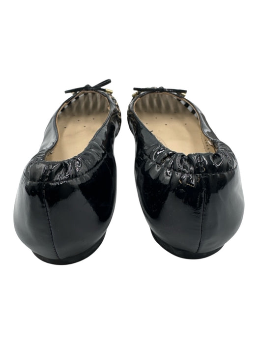 Eric Javits Shoe Size 7 Black & Beige Leather Bow detail Mesh Gold Detail Shoes Black & Beige / 7