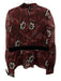 Ted Baker Size 5 Red, Black, White Polyester Long Sleeve Sheer Floral Top Red, Black, White / 5