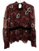 Ted Baker Size 5 Red, Black, White Polyester Long Sleeve Sheer Floral Top Red, Black, White / 5