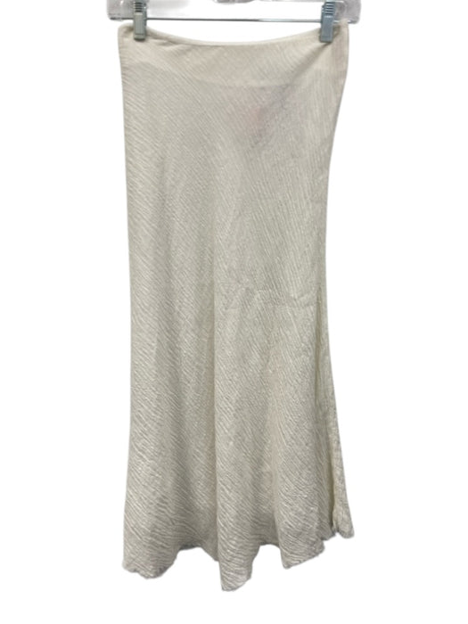 Zara Size XS White Cotton Side Zip Wrinkled Raw Hem Midi Skirt White / XS