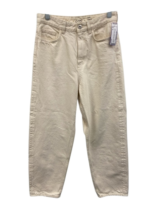 COS Size 26 Cream Denim Button & Zip Front High Rise Tapered Ankle Length Jeans Cream / 26