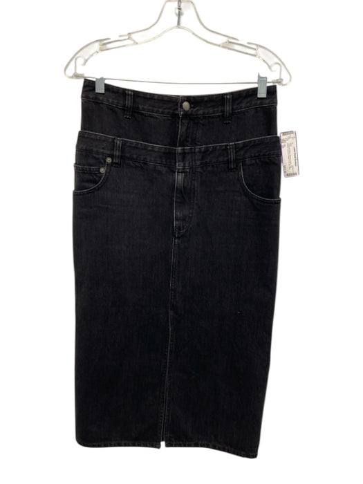 Tibi Size 25 Charcoal Black Missing Fabric Tag Denim Layered Detail Midi Skirt Charcoal Black / 25