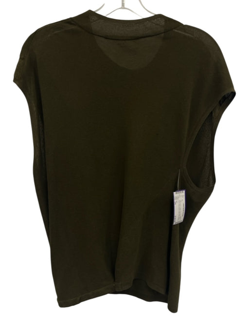 NFP Size 3/4 Olive Green Cotton Sleeveless Mock Neck Snap Button Detail Knit Top Olive Green / 3/4