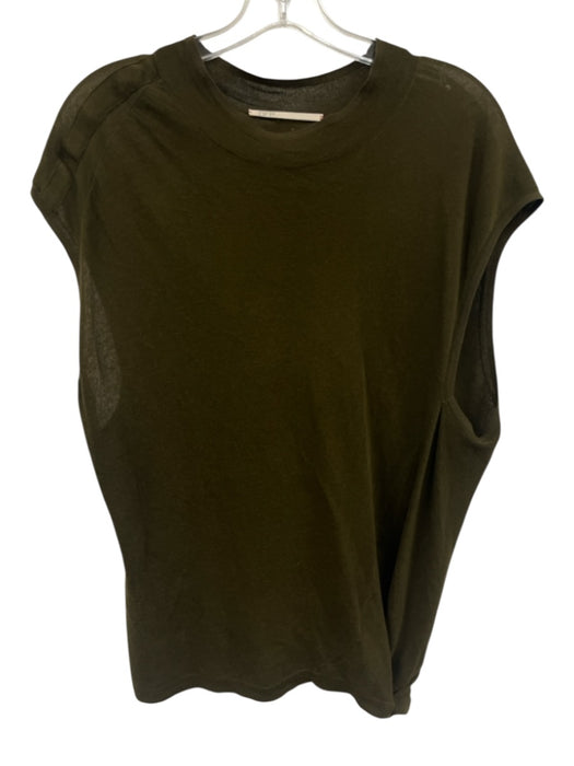 NFP Size 3/4 Olive Green Cotton Sleeveless Mock Neck Snap Button Detail Knit Top Olive Green / 3/4