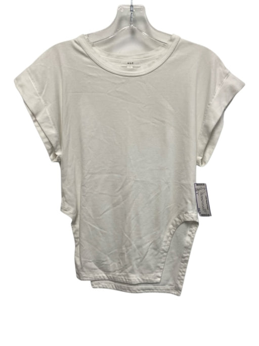 A.L.C. Size S White Missing Fabric Tag Cap Sleeve Cuffed Side Slits T Shirt Top White / S