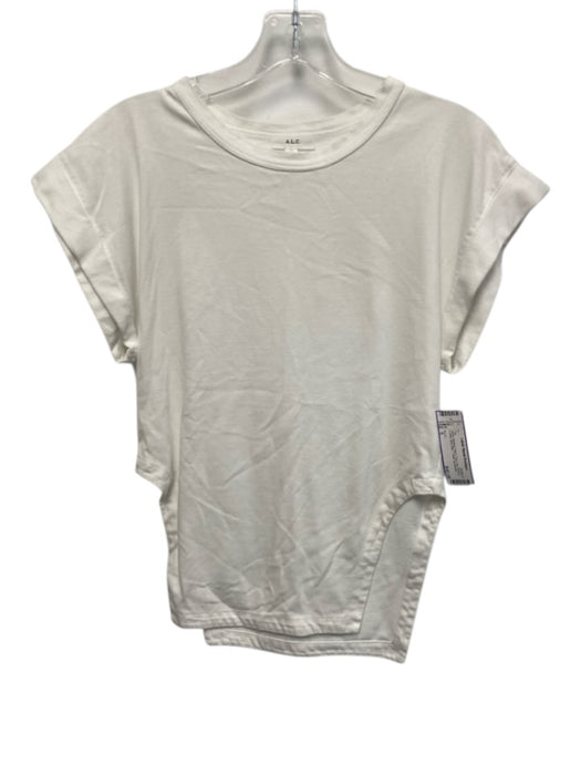 A.L.C. Size S White Missing Fabric Tag Cap Sleeve Cuffed Side Slits T Shirt Top White / S