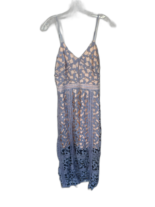 Elliatt Size S Gray & Nude Polyester Spaghetti Strap Lace Overlay Midi Dress Gray & Nude / S