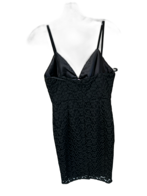 Milly Size 2 Black Polyester Spaghetti Strap Embroidered Back Zip Dress Black / 2
