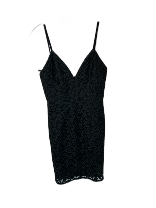 Milly Size 2 Black Polyester Spaghetti Strap Embroidered Back Zip Dress Black / 2