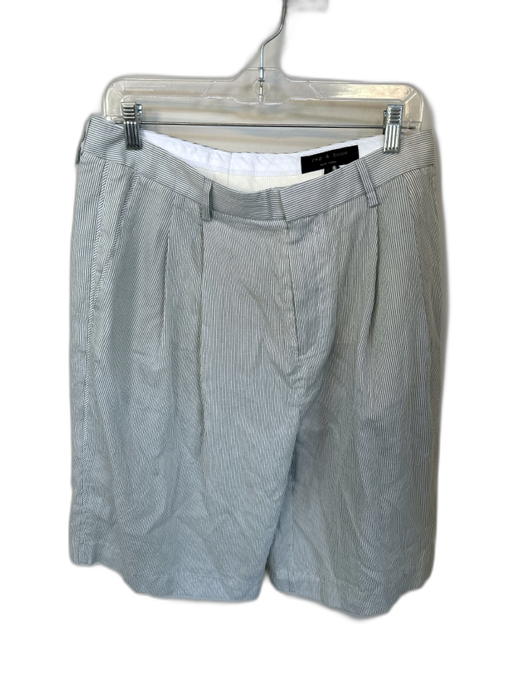 Rag & Bone Size 6 Navy & white Silk & Cotton High Waist Pinstripe Bermuda Shorts Navy & white / 6