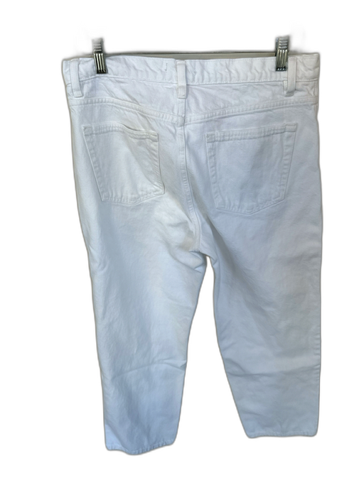 Frame Size 28 White Cotton Blend High Waist Button Fly Straight Leg Jeans White / 28