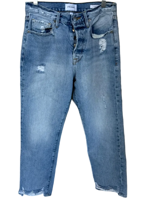 Frame Size 27 Light Wash Cotton Blend High Waist Button Fly distressed Jeans Light Wash / 27