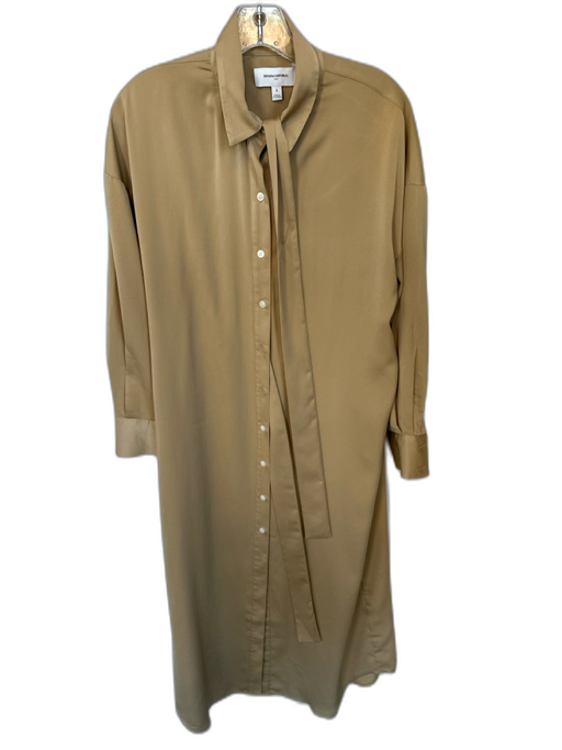 Banana Republic Size S Tan Polyester Long Sleeve Button Down Belted Maxi Dress Tan / S