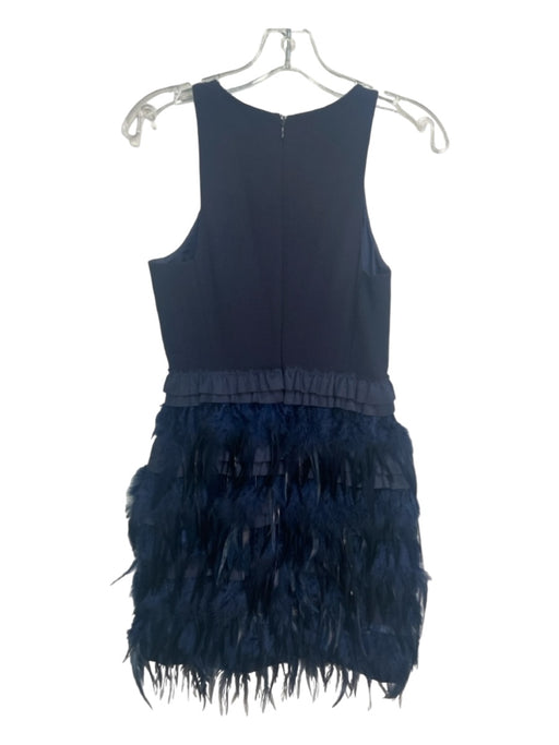 Gianni Bini Size 0 Navy Polyester Round Neck Sleeveless Feathered Skirt Dress Navy / 0