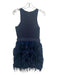 Gianni Bini Size 0 Navy Polyester Round Neck Sleeveless Feathered Skirt Dress Navy / 0