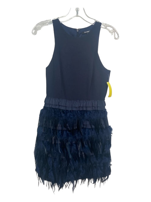 Gianni Bini Size 0 Navy Polyester Round Neck Sleeveless Feathered Skirt Dress Navy / 0