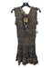 M.A.B.E Size XS Black & Beige Cotton Ruffle Tassel Tie Detail V Neck Dress Black & Beige / XS