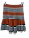 Sandro Size 1 Brown, Black, White Viscose Knit Stripe Ruffle Hem Mini Skirt Brown, Black, White / 1